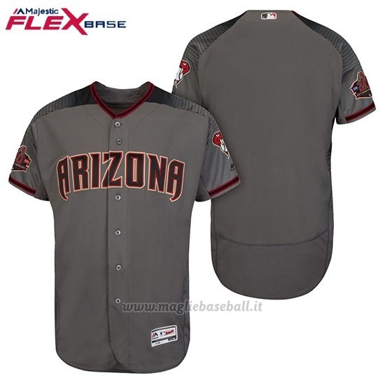 Maglia Baseball Uomo Arizona Diamondbacks Grigio Nero 20 Anniversario Flex Base